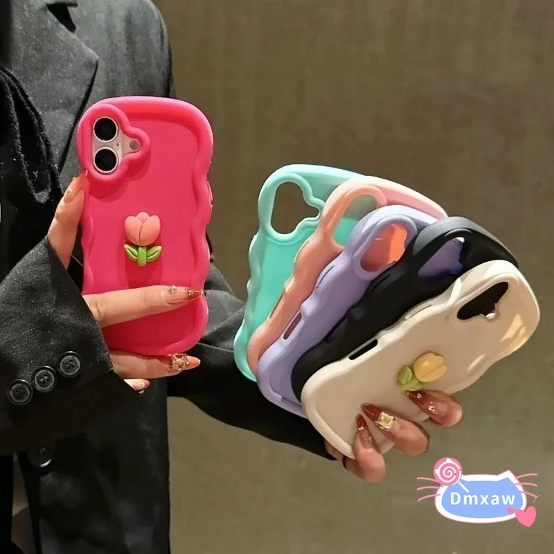 For Samsung Galaxy A54 A53 A25 A52s A51 M40s A50s A30S A35 A36 A56 A34 A33 A32 Phone Case New 3D Tulip Wavy Simple Soft Cover