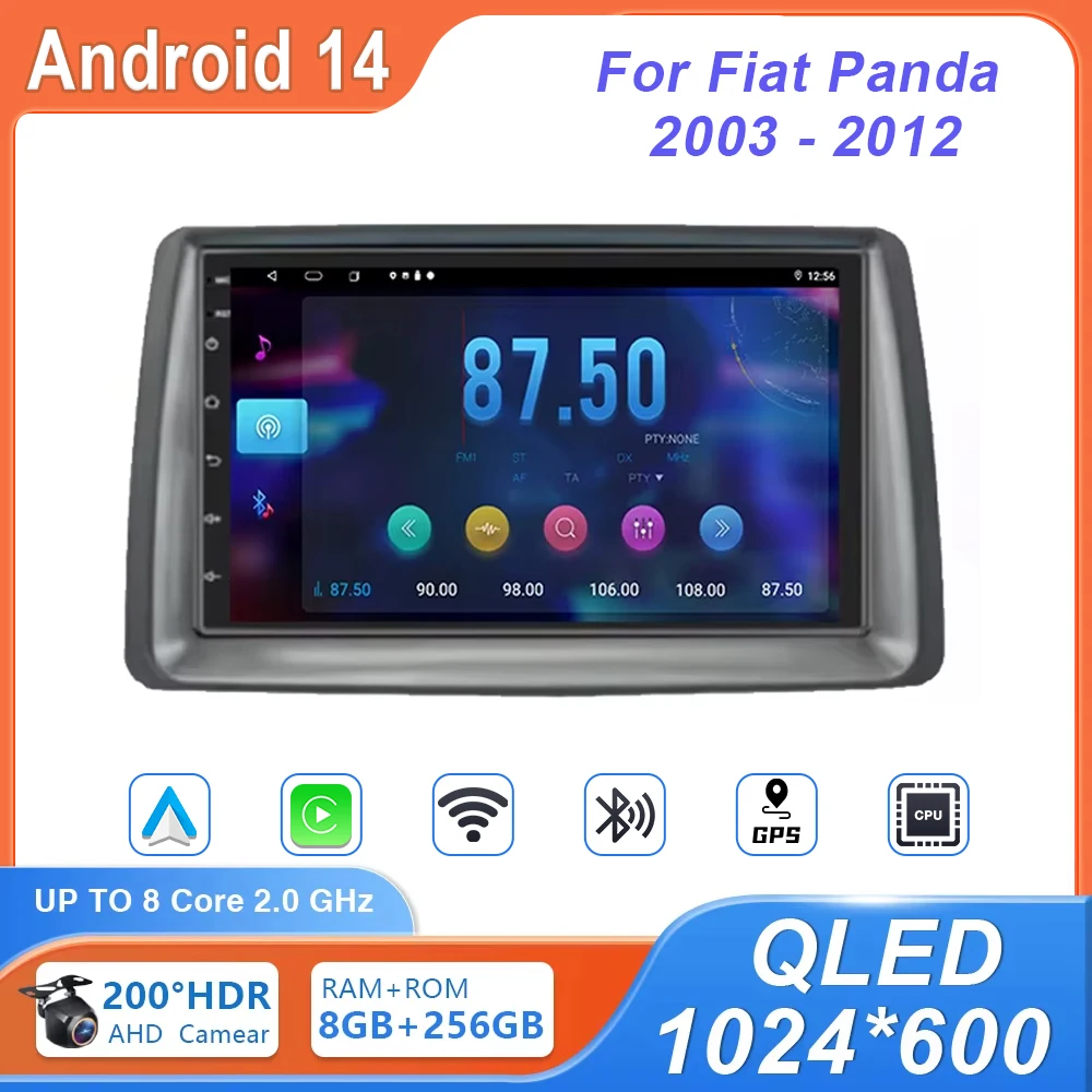 

7 Inch Wireless CarPlay Radio For Fiat Panda 2003 2004 2005 2006 2007 2008 - 2012 Car Multimedia Player GPS 2din DVD Autoradio
