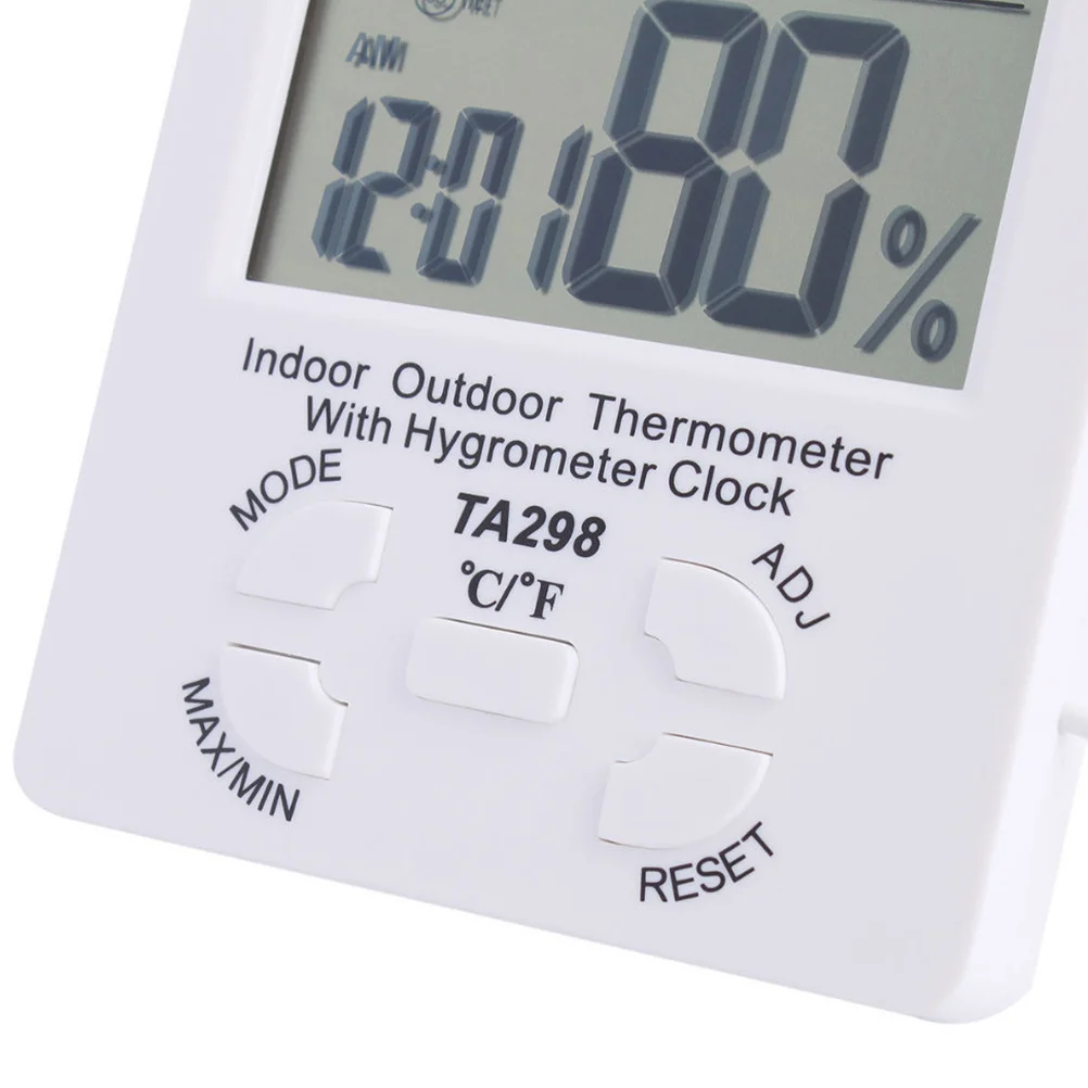 

Advanced Digital Thermometer Hygrometer LCD Display for Indoor Outdoor Temperature and Humidity Measurement Lightweight White