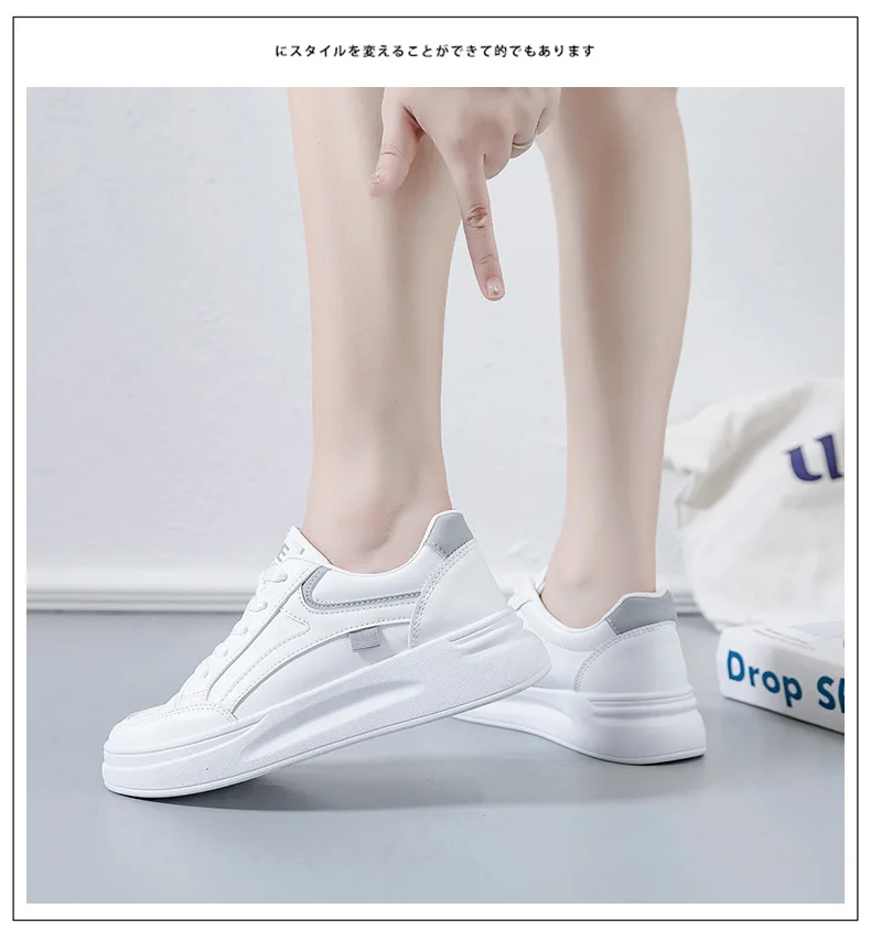 Women Sneakers PU Leather Lace-Up Breathable Jogging Casual De Mujer Outdoor Woman Walking Skateboarding Shoes