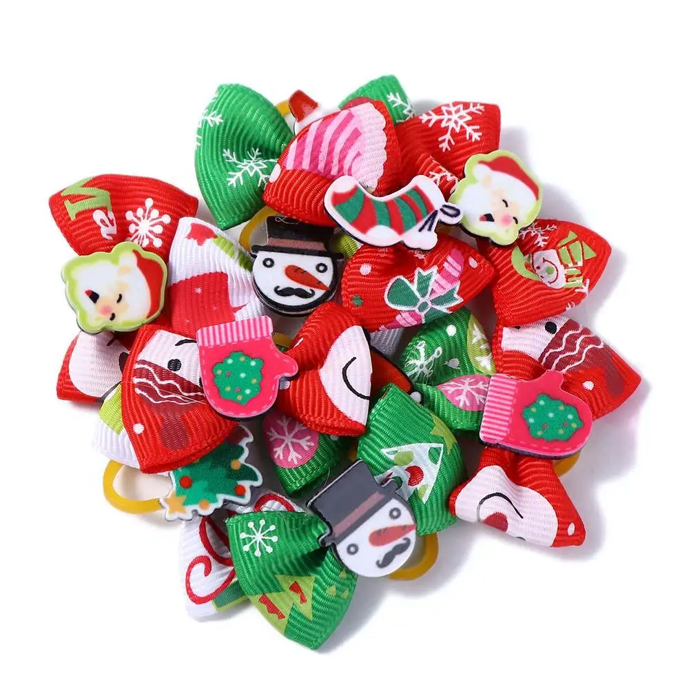 Pita Rambut Anjing Natal Buatan Tangan dari Karet Elastis, Aksesoris Rambut Anjing, Jepit Rambut Anjing