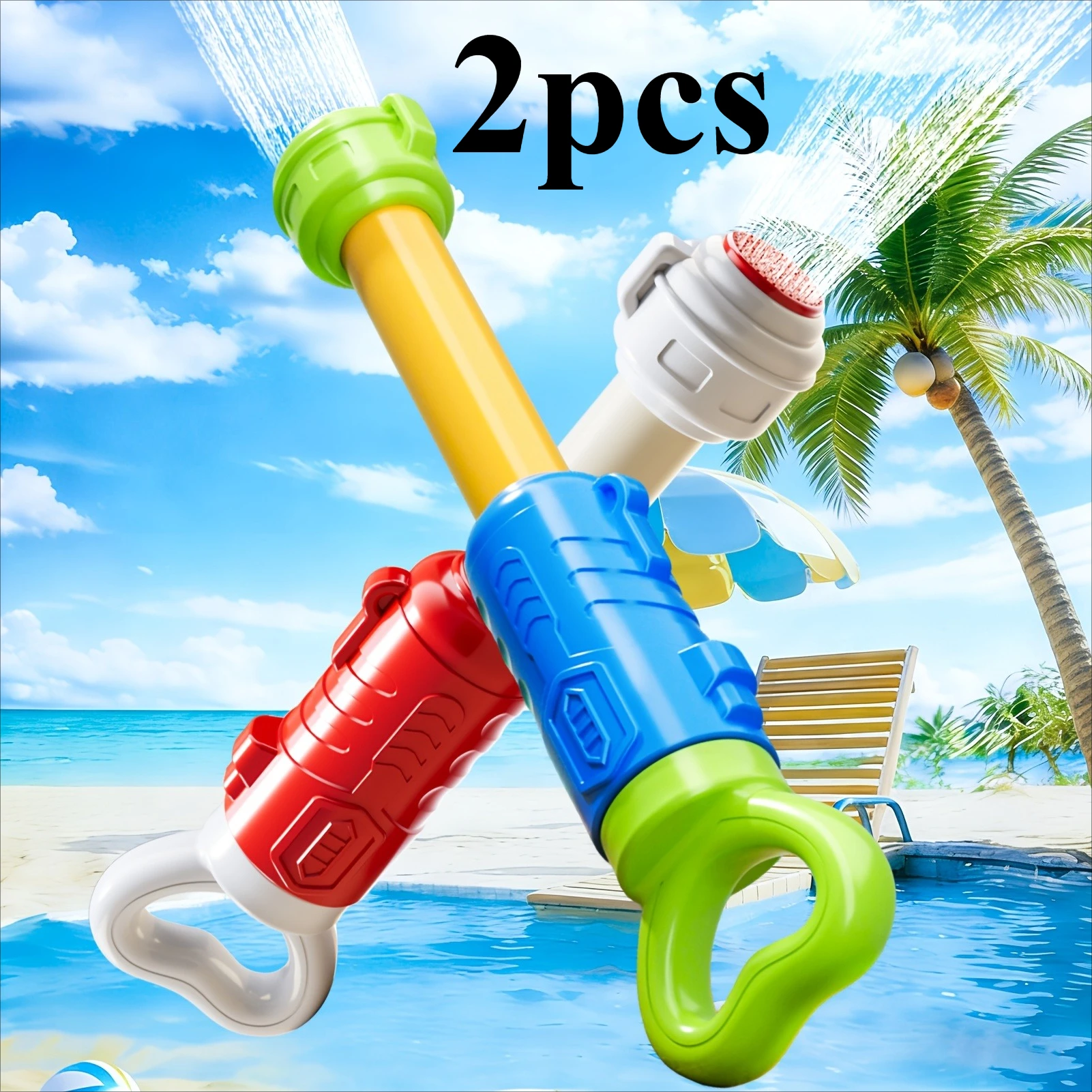 

2pcs Summer Outdoor Water Gun, Suitable for Summer Beach and Swimming Pool Water Games, Birthday and Holiday Gifts
