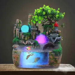 Table Decorations Tabletop Fountain Exquisite Gift Resin Tabletop Tiered Water Fountain LED Light Long Power Cord for office