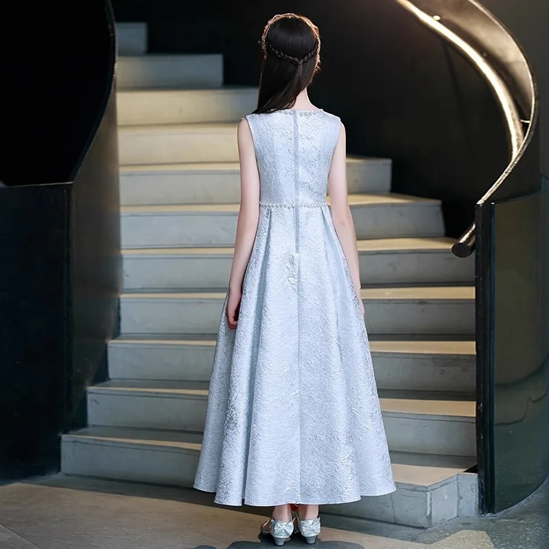 

Детское платье для девочек, простое элегантное платье принцессы для больших детей, платье без рукавов для выступлений на фортепиано