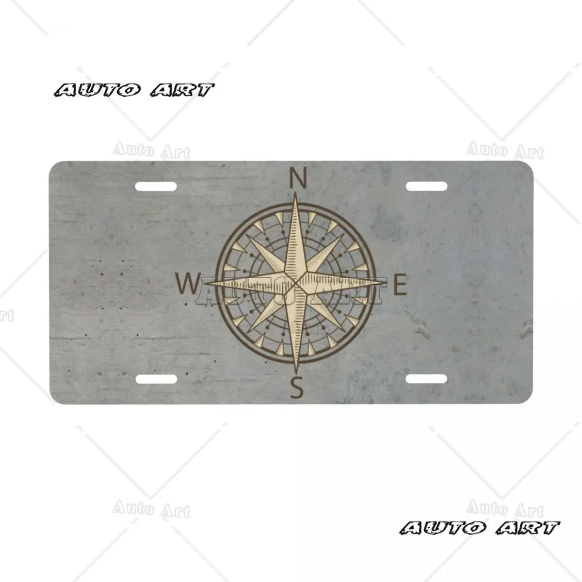 Custom Gray Compass License Plate Cover Nautical Sailing Sailor Aluminum Metal Decorative Car Front License Plate Vanity Tag