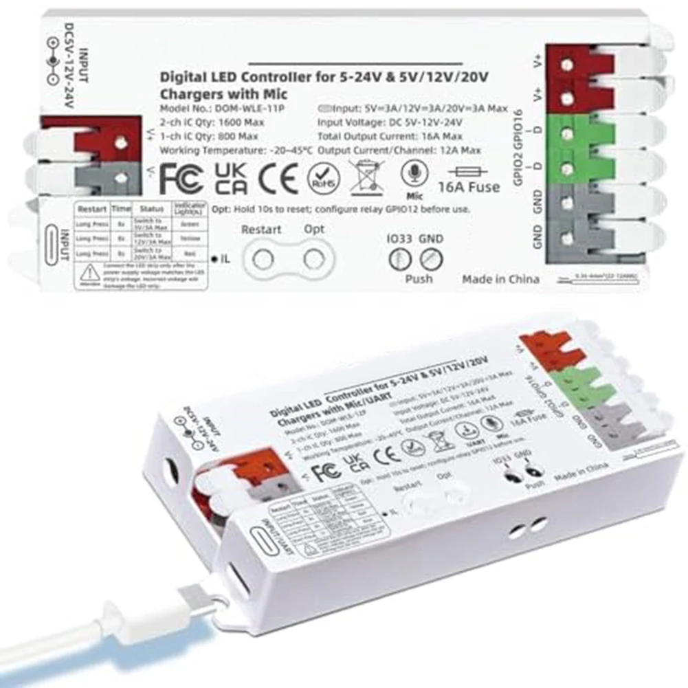 For WS2811 For SK6812 for usb-c for pd LED Strip Controller For Outdoor Events for PC Power Tool Accessory 60W for usb-c Input
