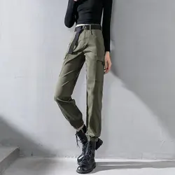 Woman Harem Trousers Loose with Pockets Cargo Pants for Women Harajuku Aesthetic New in Elastic Original Cotton Classic Autumn G