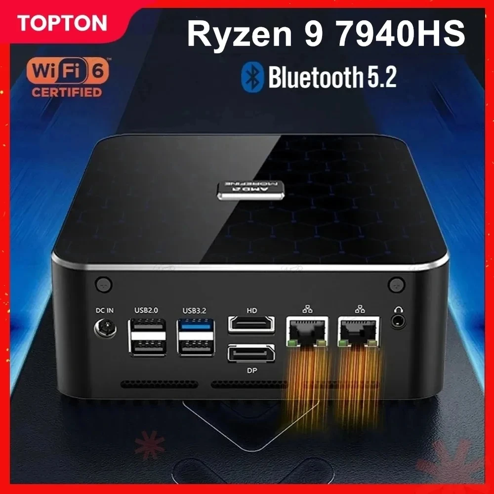 

Topton M600 Rzyen 9 8945HS AMD AI Mini PC Gamer 5 8645HS Mini Desktop Computer 2xDDR5 2xPCIe4.0 2x2.5G LAN Windows 11 HTPC WiFi6