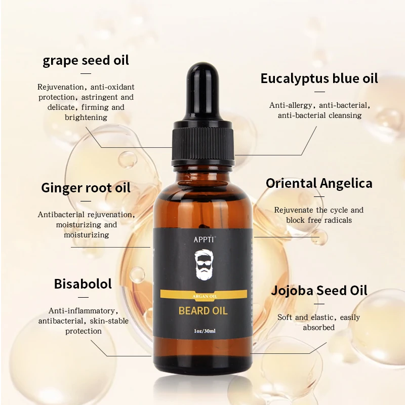 APPTI aceite orgánico Natural para el crecimiento de la barba para hombres, cuidado de la barba, crecimiento rápido, brillo, suaviza la barba, fortalece los pechos, nutritivo y suave