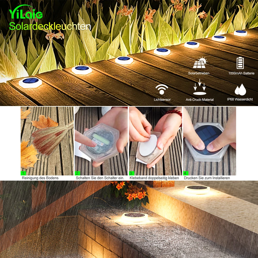 Imagem -05 - Impermeável Solar Deck Lights para Escadas Luz Led ao ar Livre Decoração de Natal Pátio Caminho Quintal Cerca Lâmpada de Parede