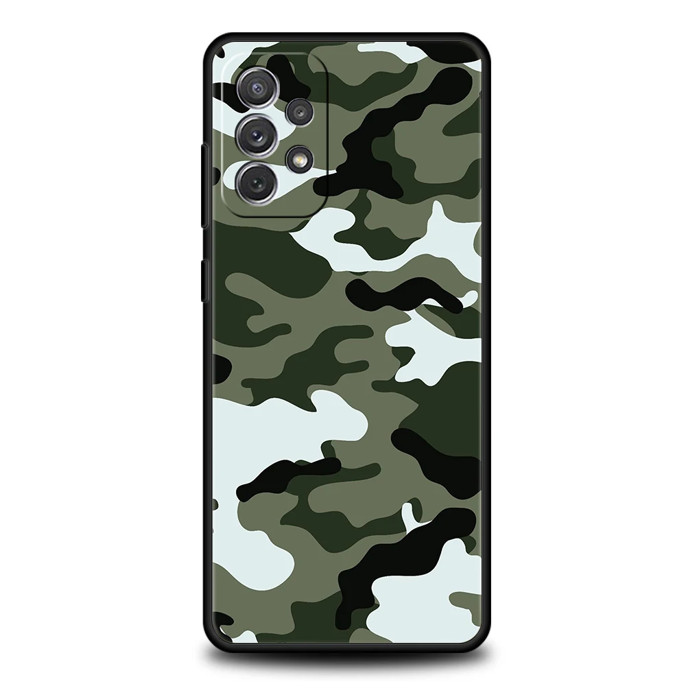 Camouflage Camo Phone Case for Samsung Galaxy A15 A14 A25 A54 A34 A51 A71 A72 A73 A32 A52 A52S A11 A21S A31 A41 5G Soft Shell