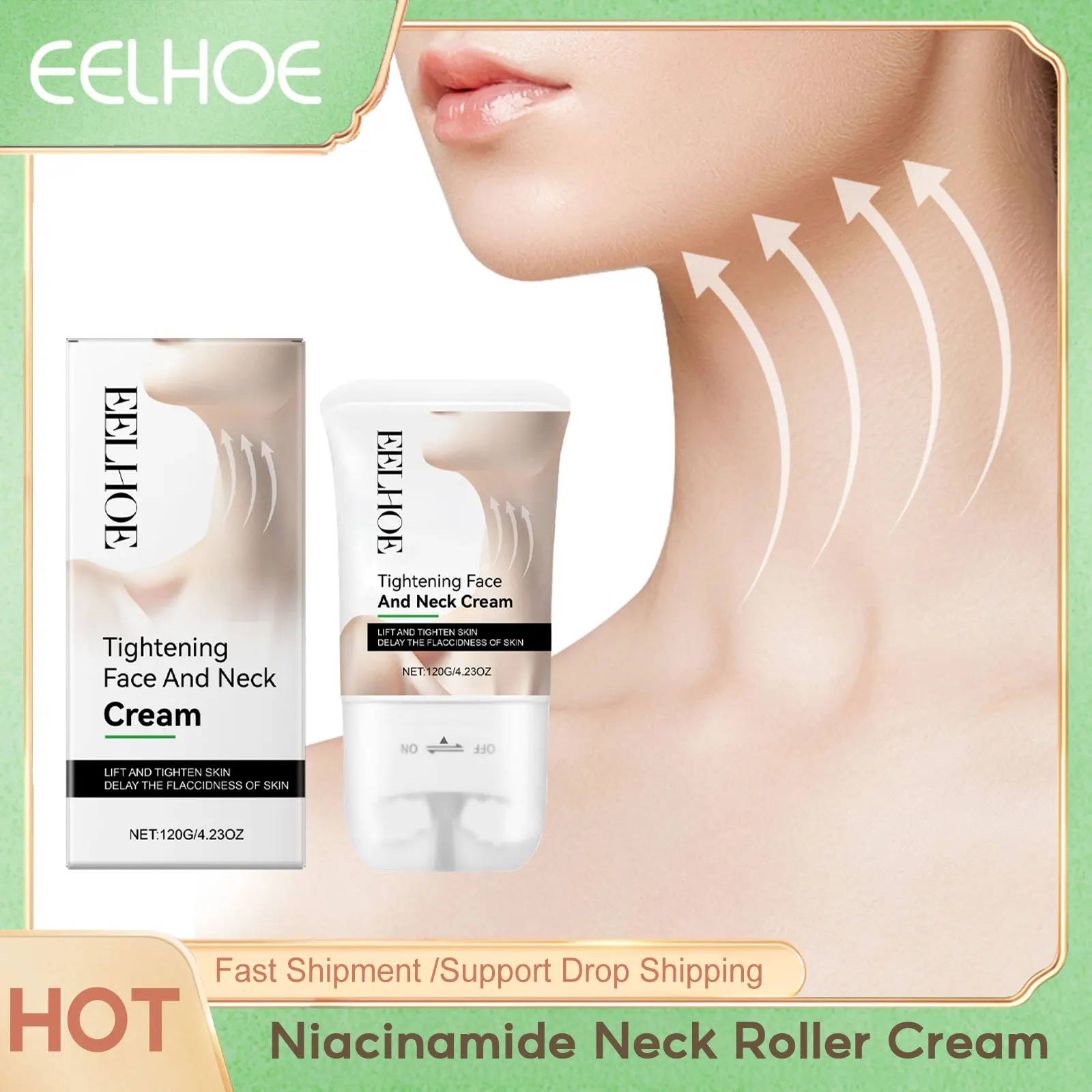 

Eelhoe Niacinamide Neck Roller Cream Deep Moisturize Lifting Firming Fade Fine Line Anti W-rinkle Easy Use Neck Tightening Cream