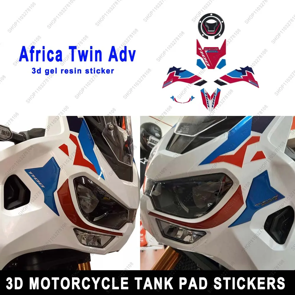 

For Honda Africa Twin Adv 2024 Motorcycle tank pad kit Protection Sticker Fuel Oil 3D gel Resin Stickers kit