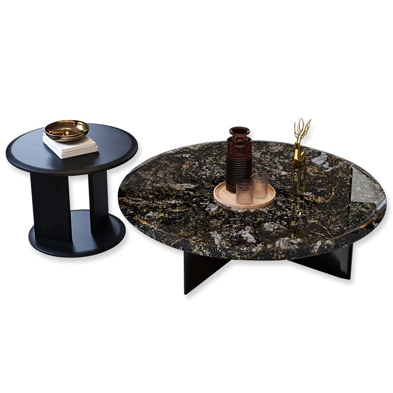 A  Imported Platinum Diamond Natural Luxury Stone Coffee Table Light Luxury Minimalist Living Room Marble Coffee Table