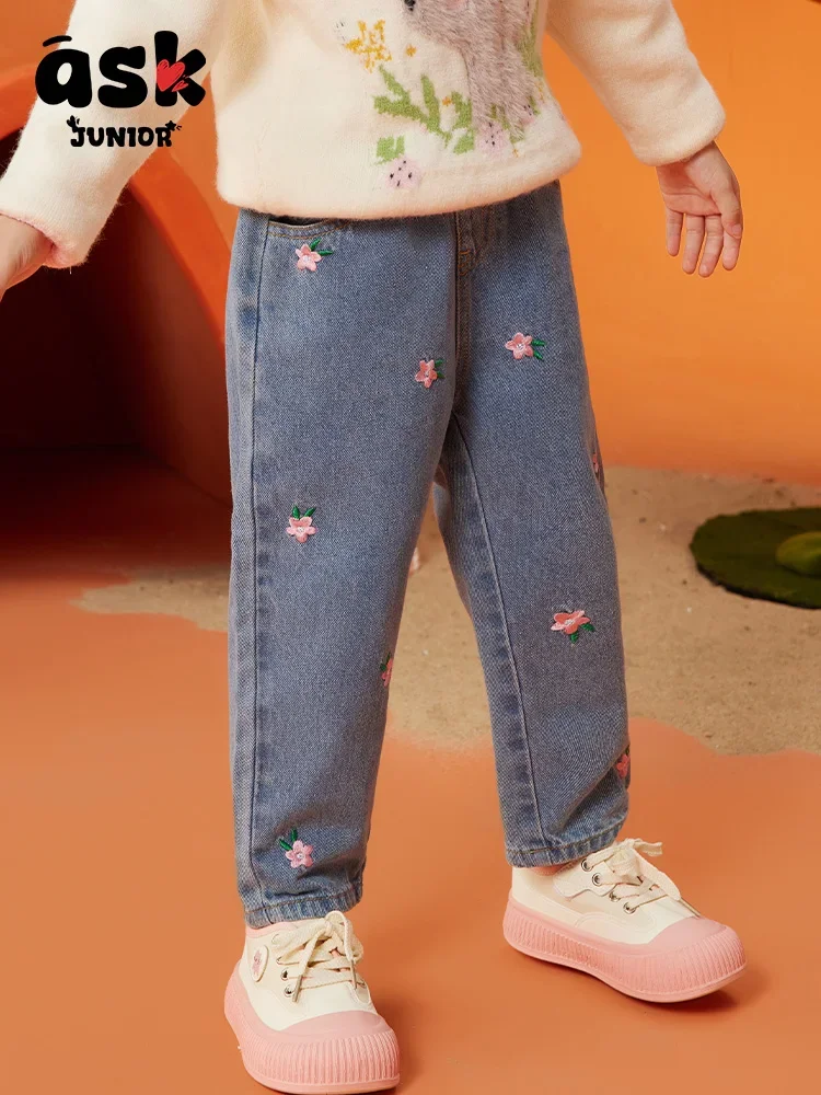 اسأل جونيور فاشن كومفورت توين جيرلز ربيع مطرز فجل الدينيم للأطفال #4