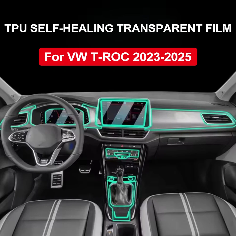 TUP Protection Film for VW T-Roc 2025 2024 2023 Pre Cut Transparent PPF Navigation Gear Panel Center Console Cover Accessories