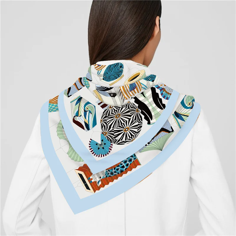 90x90cm Design Scarf Lady Shawl Aniamls Pattern Printed Silk Headscarf Scarf Lady Headscarf Square Scarf Lady Wrap Scarf