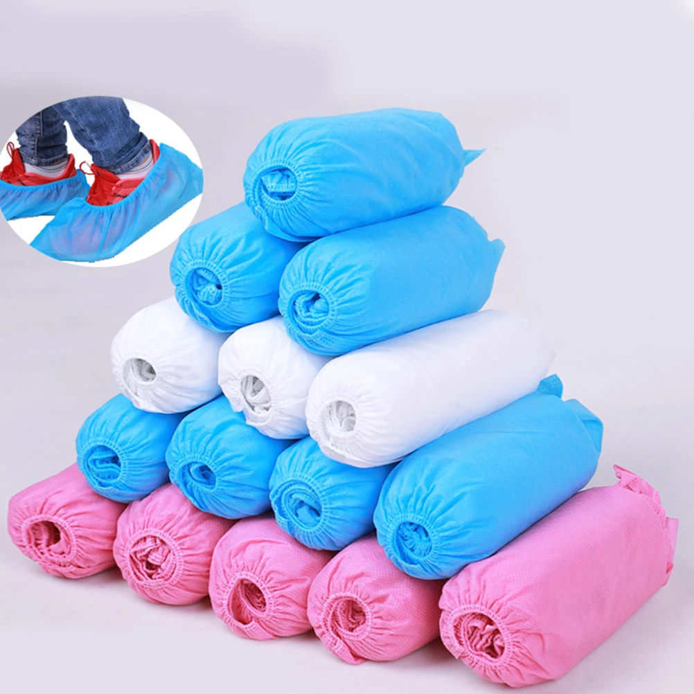 

100 PCS Non-slip Shoe Covers Breathable Shoes Protector Disposable Nonwoven Fabric