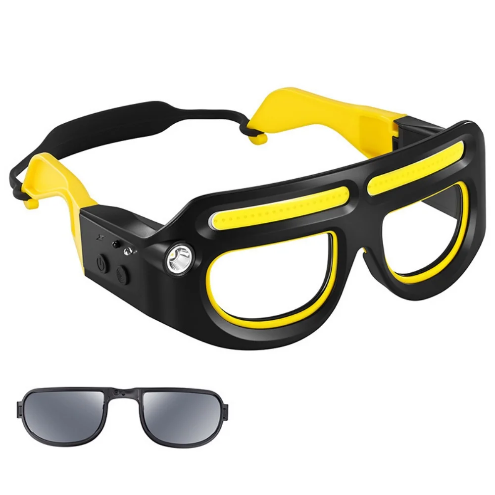LED Headlamp Glasses Rechargeable USB Charging Motion Sensor Safety Goggles Work Light for Fishing Camping Night Running Repair view 6