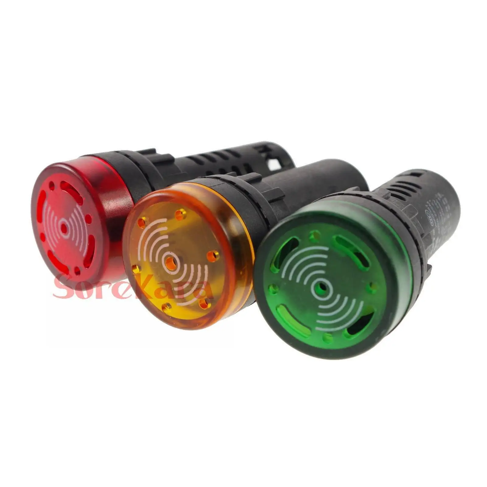 22mm Mount Diameter 12V 24V 110V 220V Red/Green/Yellow LED Power Indicator Light With Buzzer 60mm Height