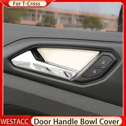 4Pcs Stainless Steel Car Door Handle Bowl Cover Sticker Trim for Volkswagen VW TCROSS T-cross 2018 - 2023 Accessories