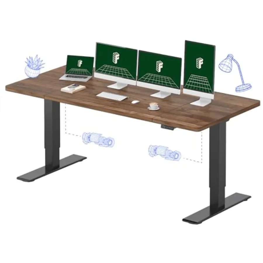 Electric Standing Desk for home office use, made of premium MDF with matte black finish, featuring smooth height adjustment and