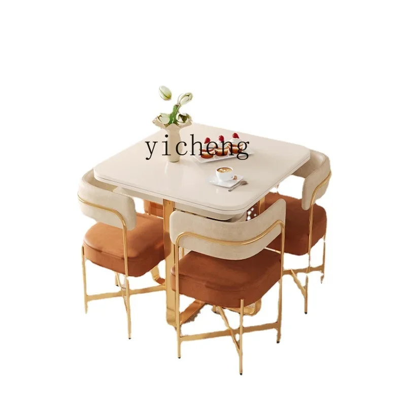 

ZC Foldable Retractable Dining Tables and Chairs Set Simple Modern Small Apartment Home Multi-Functional White Dining Table