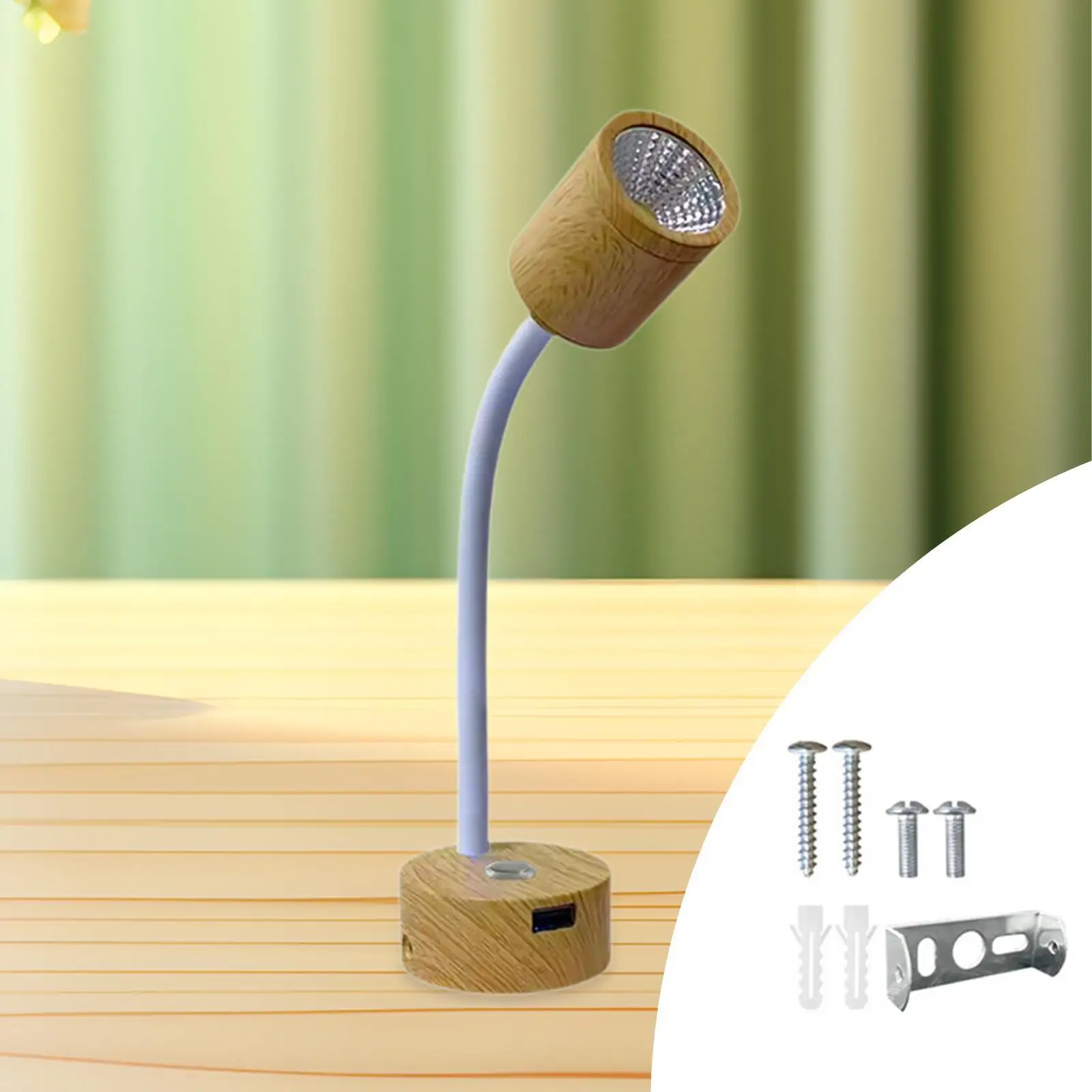 12V 24V LED RV Reading Light Aluminum Bedside Lamp Dimmable with USB Charging Port Flexible Head for Camper Van Boat Yacht