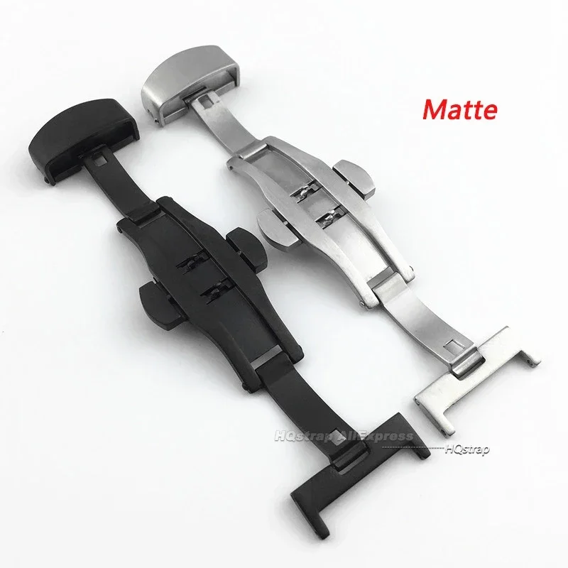 Matte Butterfly Buckle Band 18mm 20mm 22mm 12mm 14mm 16mm Stainless Steel Double Press Folding Button Strap Clasp Accessories