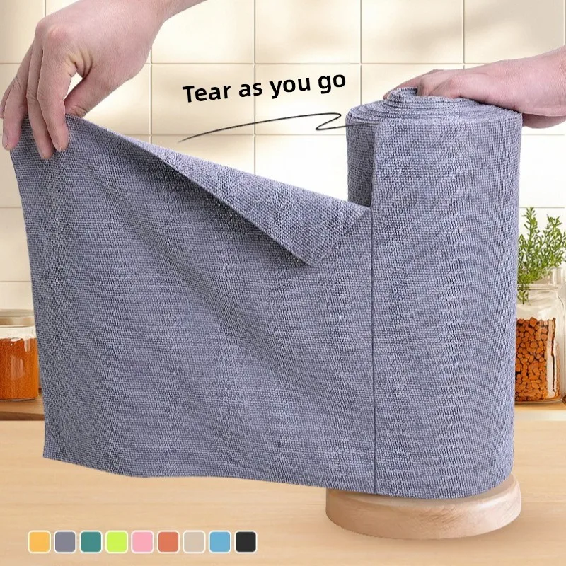 

Многоразовая ткань для чистки из микрофибры, рулон, высоковпитывающая, безворсовая, 20 листов, тряпки для кухонной посуды, сменное бумажное полотенце, можно стирать