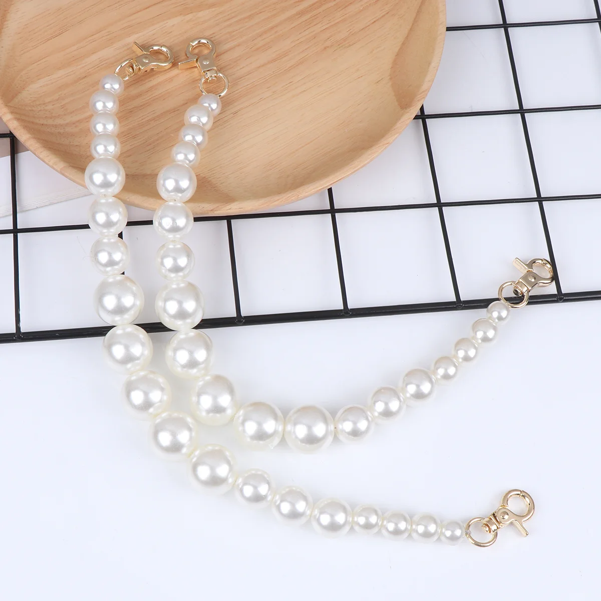 

2Pcs Pearl Bag Strap Universal Replacement Decorative Handle for Handbag Messenger Travel Briefcase Fashion Detachable Chain