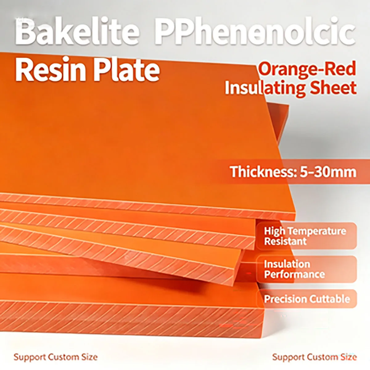 5‑30mm Orange‑Red Bakelite Sheet Phenolic Resin Insulation Board High Temperature Resistant For Electrical Machining