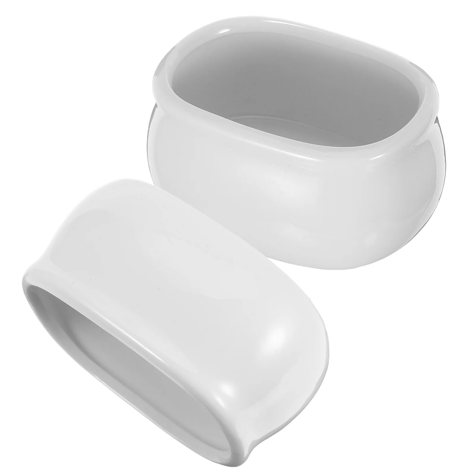 

2Pcs Pure White Porcelain Tea Bag and Sugar Packet Holder Set Compact Ceramic Dipping Sauce Dish for Kitchen Office Tableware