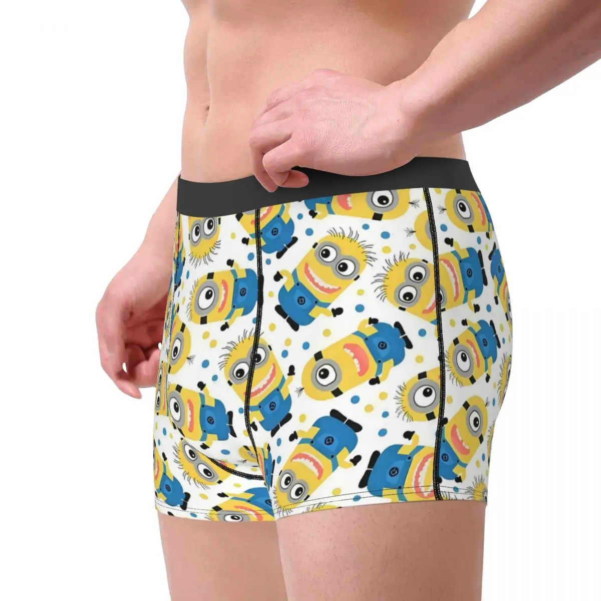 Intimo M-Miniones personalizzato Stampa maschile Modello divertente Simpatico cartone animato Film Boxer Slip Pantaloncini Mutandine Mutande morbide