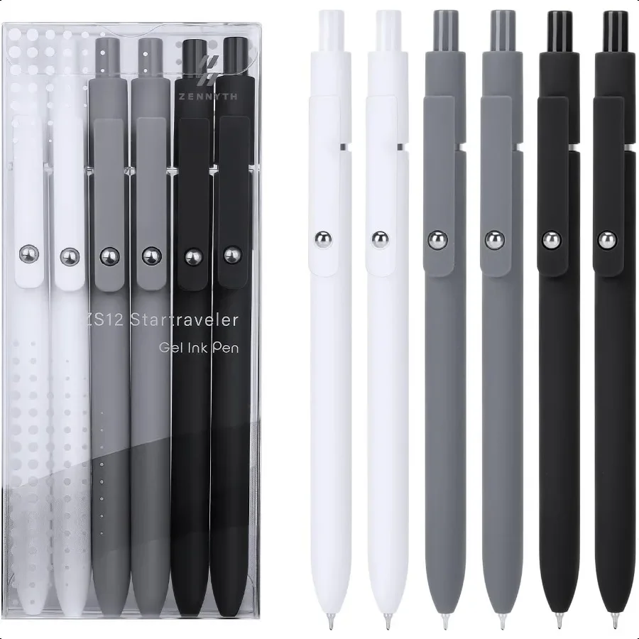 

Gel Pens6Pcs Fine Point Smooth Writing Pens 0.5mm Black Gel Ink HighEnd Series Ballpoint for Journaling Note Taking Gifts for W