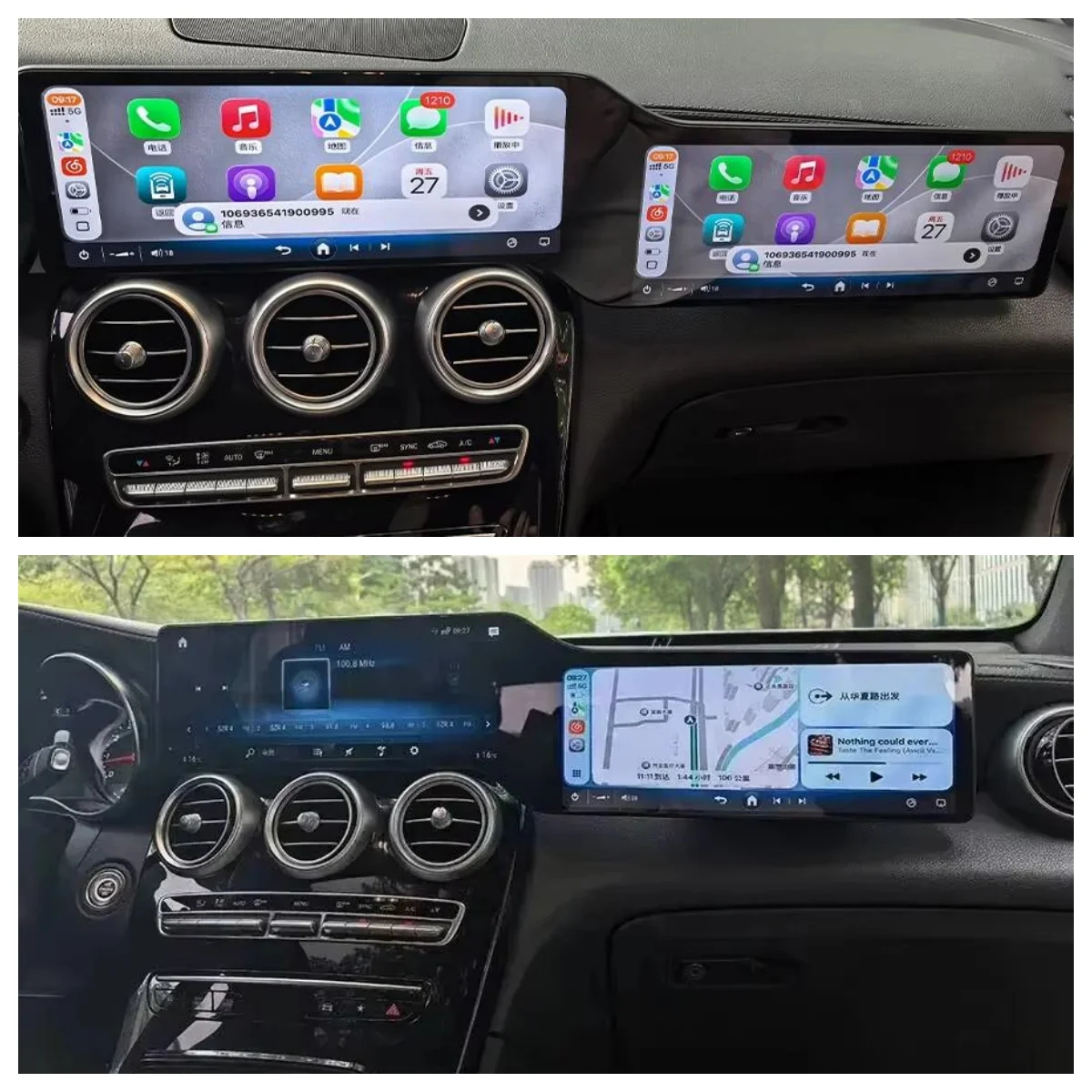 Für Mercedes Benz C-Klasse W205 GLC X253 C180 C200 C220 C300 C350 2016-2022 Stereo Autoradio Carplay 24,6 Zoll Dual-Screen Android