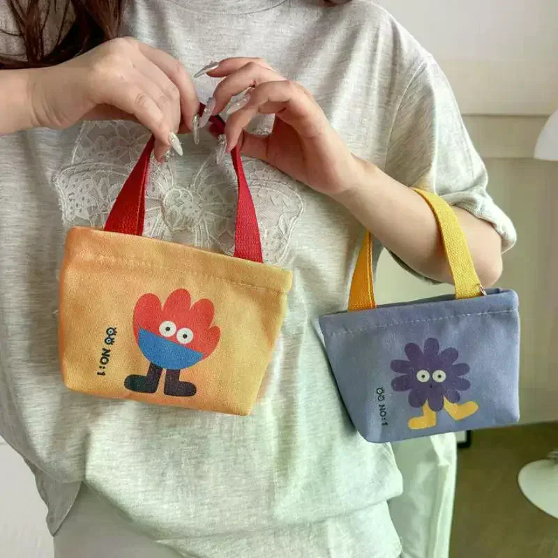 Korean Style Mini Canvas Handbag for Women Portable and Durable for Snack Carrying