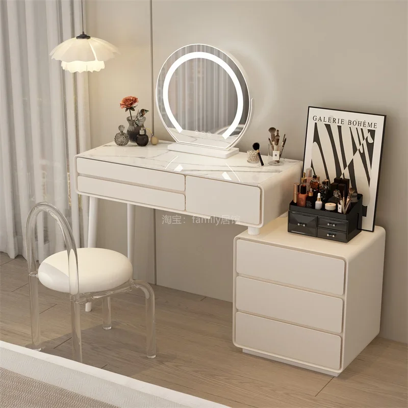 Tocador moderno blanco, mueble De almacenamiento De lujo, minimalista, Simple, para Maquillaje, cómoda silla