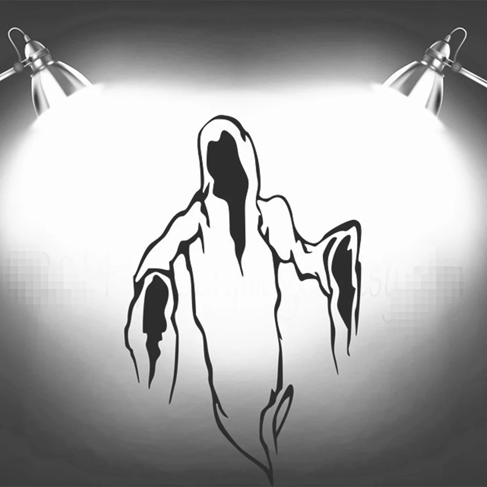 

Happy Halloween Ghost Reaper Silhouette Living Room Vinyl Carving Wall Decal Sticker for Holiday Party Home Window Decoration