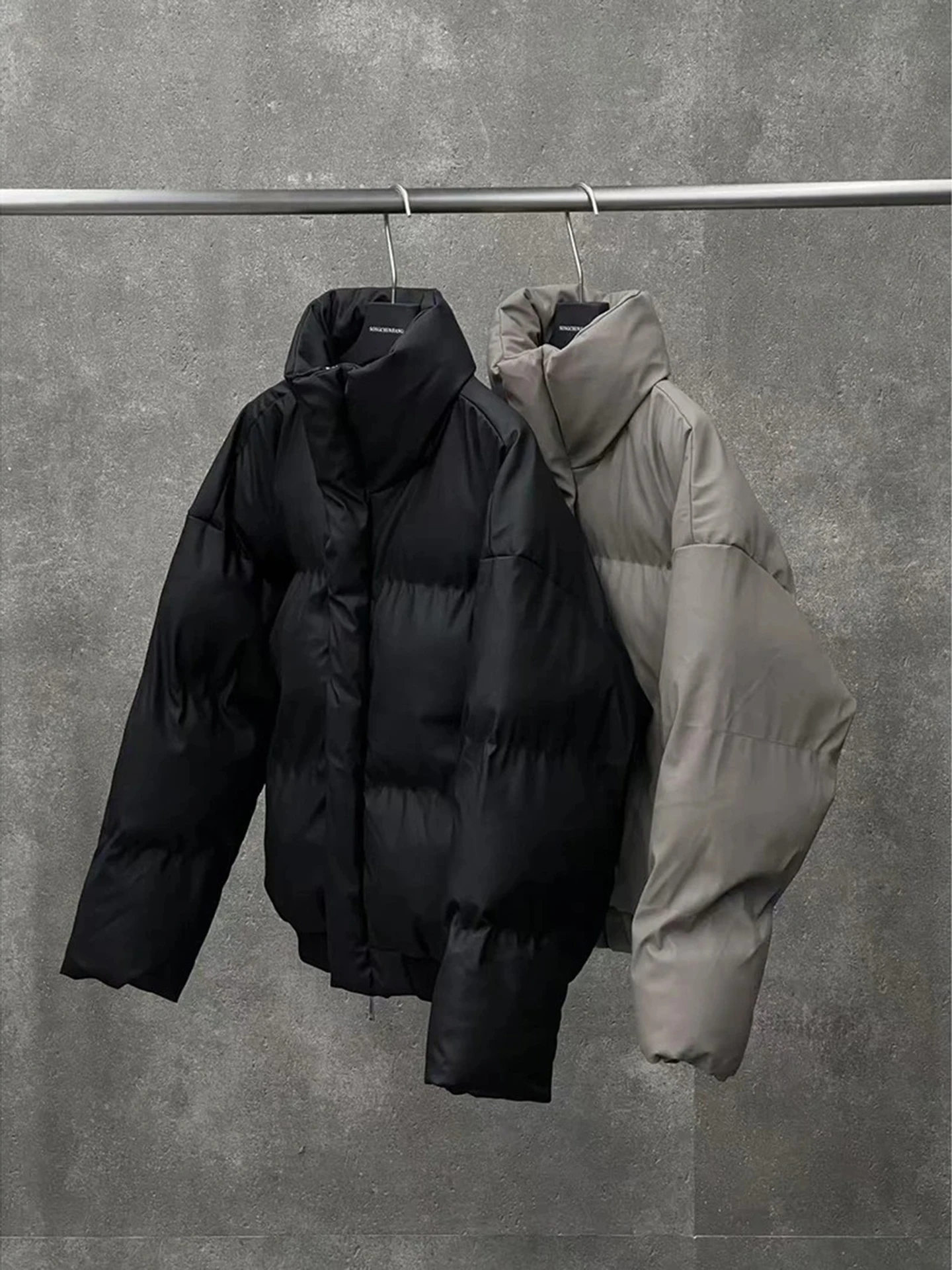 

Warmth Thiened PU Leather Cotton Jaet Men's Winter Outerwear Stand Fit Hooded Casual Sle Cleanfit Long Sve Coat