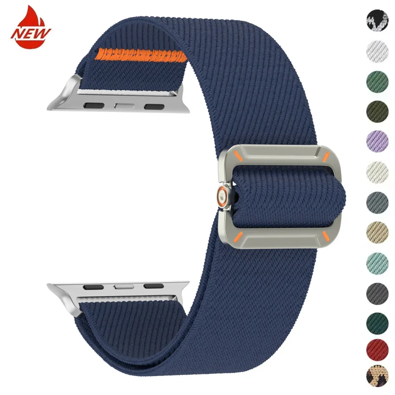 Nylon Strap For Apple Watch Ultra 2 Band 49mm 45mm 44mm 42mm 46mm 41mm Elastic Bracelet iWatch Series 10 9 8 7 6 5 SE correa