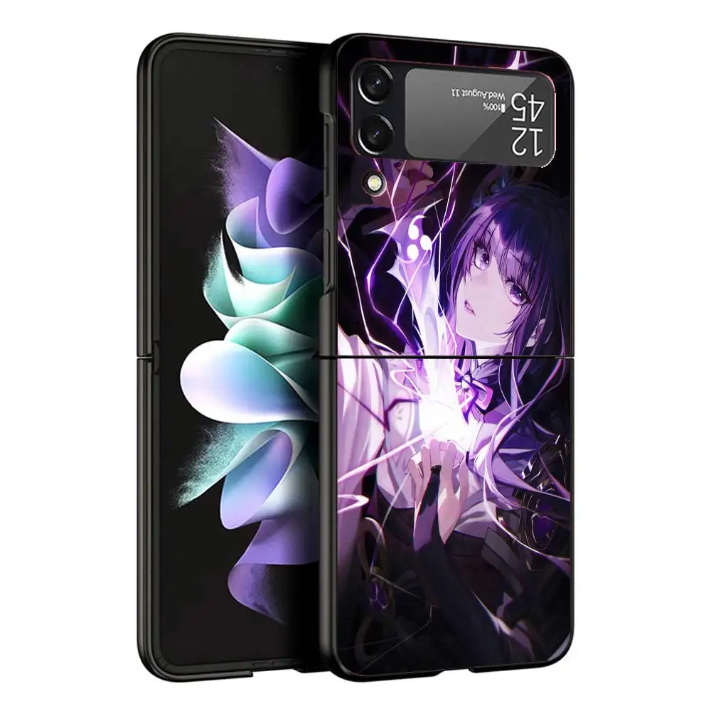 Raiden Shogun Genshin Impact Phone Case For Samsung Galaxy Z Flip6 5G Flip5 Flip4 Flip3 ZFlip 6 3 4 5 Hard PC shockproof Back Co