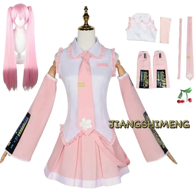 ピンクミクコスプレスーツパフォーマンススーツ-cos-スーツ初音ミクレギュラー-c-スーツウィッグコスプレ女の子春さくらチェリーミク