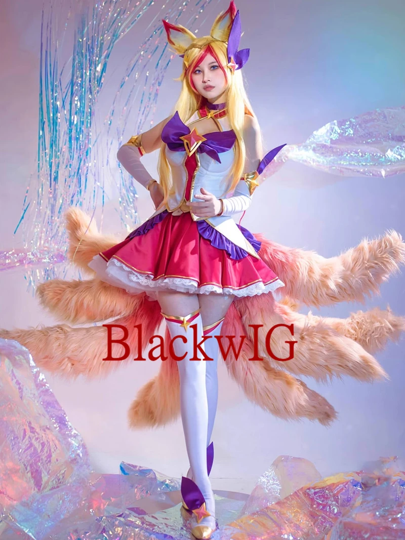 

Game LOL Cosplay Star Guardian Ahri Costume Cosplay Wig Halloween Suit For Women Girls