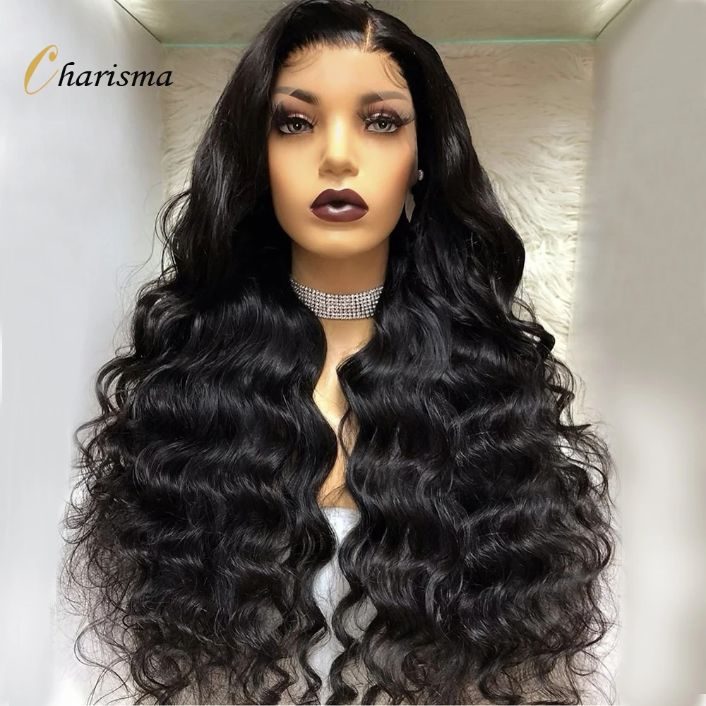 

Charisma Black Long Body Wave Synthetic Lace Front Wigs For Black Women Gluless Wig With Natural Hairline Side Part Wigs