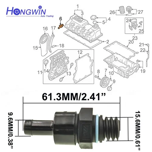 Imagen 2 del producto Válvula PCV de ventilación del cárter compatible con Mini R50 R52 R53 1.4i 1.6i Dodge 11127577568 11127513082 11151492314 11127829990 04693369 AA