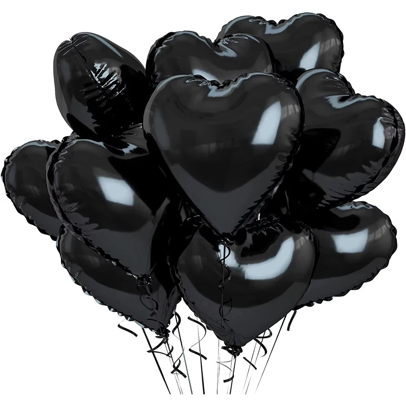 10 sztuk 18 Cal czarne różowe złoto serce foliowe balony helowe ślubne dekoracje na przyjęcie urodzinowe Air Globos prezenty zaręczynowe dla panny młodej