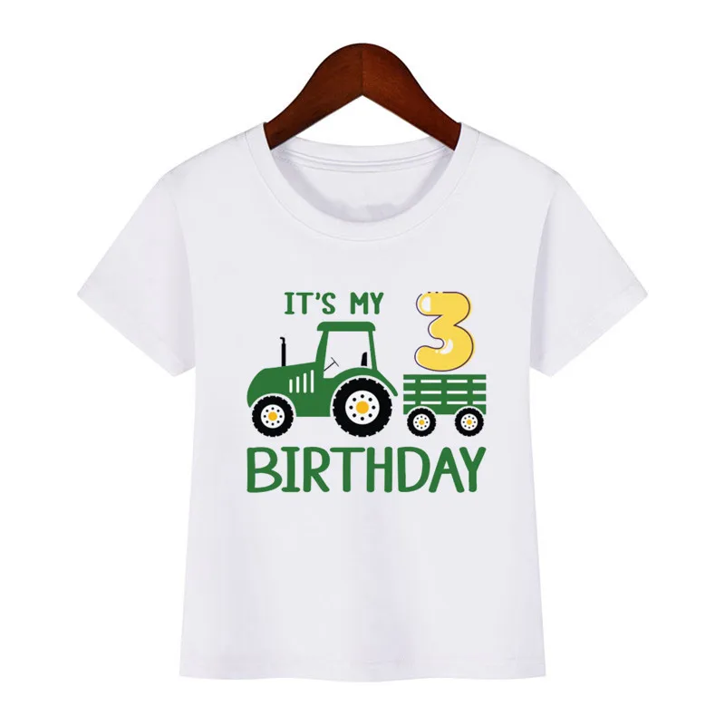 Kids It’S My 1-10 Birthday T-shirts Boys Girls Cool Farm Tractor Printed Clothes Children Happy Party Gifts Baby Soft Tee Tops