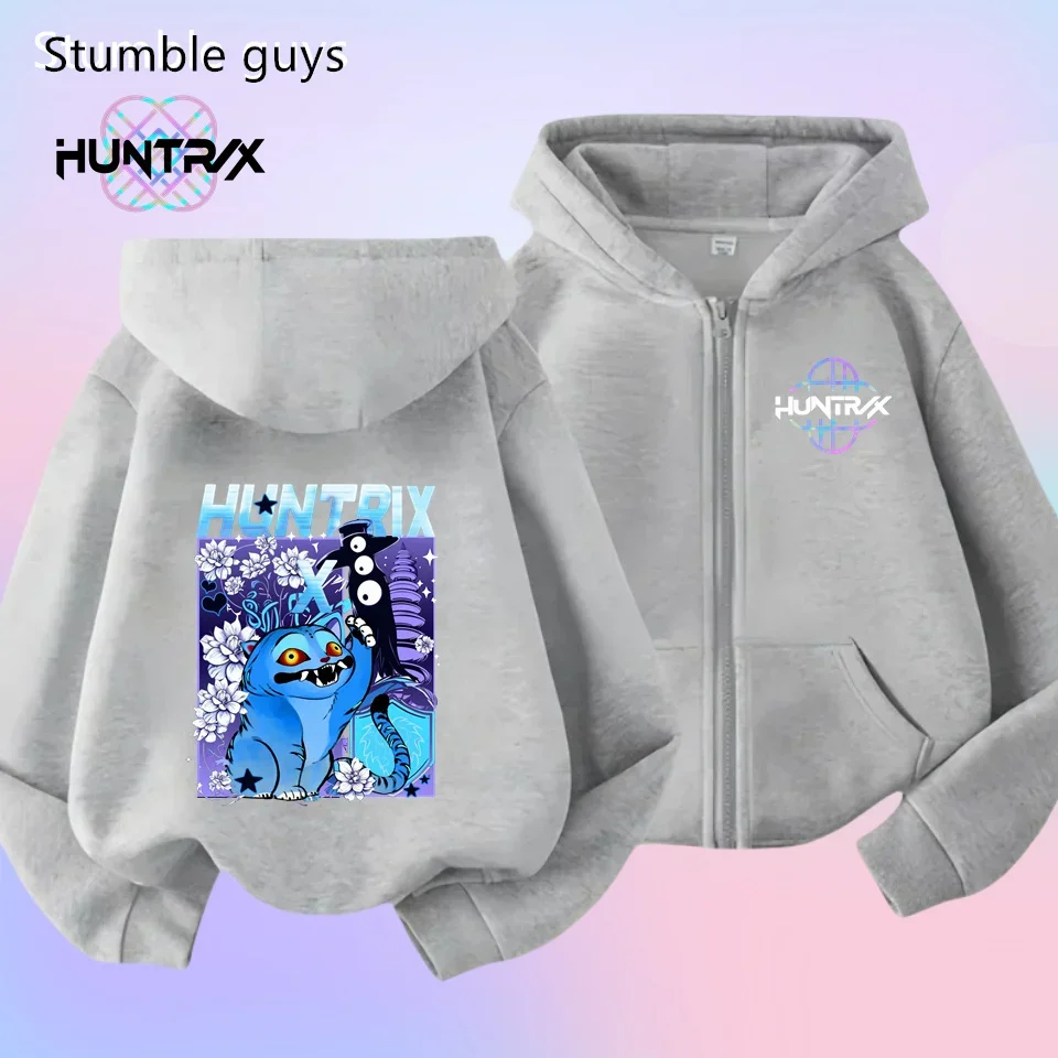 

Autumn New KPop Demon Hunters Kids Zipper Hoodie Long Sleeve Sweatshirt Anime Cartoon Boys Clothes Girls Trendy