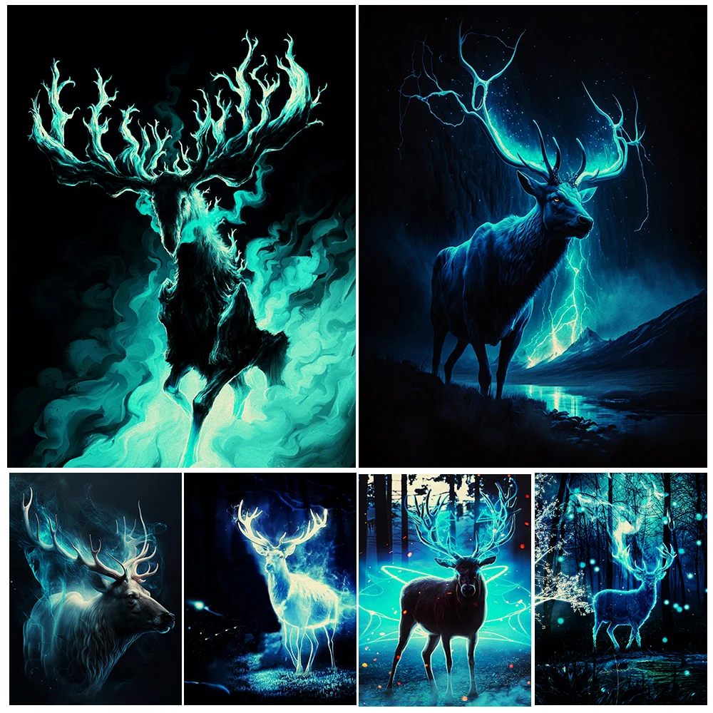 Patron Saint Of The Forest Vintage Wall Art Canvas Painting Magical Elk Mystery Creature Art Poster And Print Home Decoration